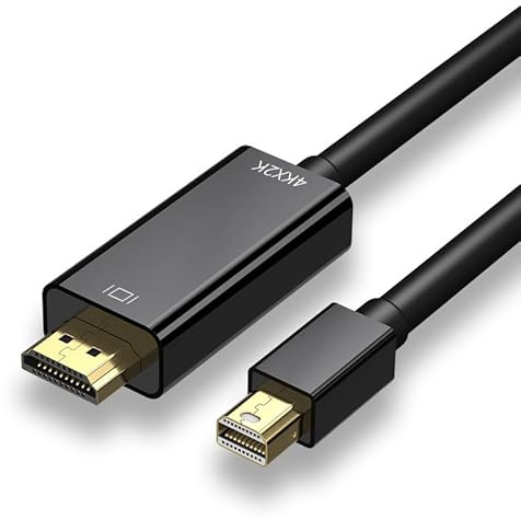 Mini DisplayPort auf HDMI-Kabel, Mini DP auf HDMI, vergoldete Anschlüsse, Thunderbolt digitale Übertragung HD 4K, kompatibel mit iMac, MacBook Air/Pro, Surface Pro/Dock, Monitor, Projektor, 1,8 m