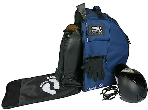 Driver13 Zaino per Stivali da Equitazione Deluxe con Scomparto per Casco per Stivali da Equitazione Progettato in Germania (Blu-Navy)