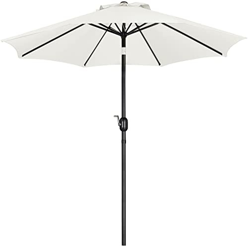 Abician Parasol de Jardin Extérieur avec 8 Baleines Armature Métalliques Parasol Inclinable 270 cm Protection Solaire pour Jardin Piscine Plage Balcon (Crème)
