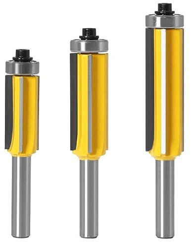 Bestgle 3pcs 8mm Shank 4 Flutes Flush Trim Router Bit with Top Bearing for Woodworking Milling Cutter Tool