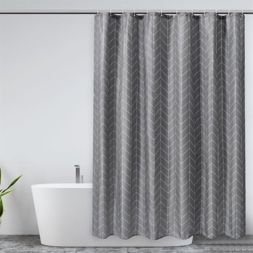 Lkw Ogechi 300 x 200 cm polyester duschdraperier pilhuvud, grå snabbtorkande badrumsdraperi, 200 cm fall vattentätt viktat vått rum duschdraperi, tvättbart mögelsäkert badrumsgardiner