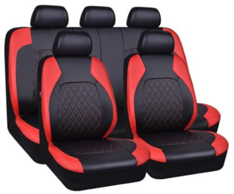 POWEC 9 PCS Auto Schonbezug Set, für SEAT Ibiza 5-Door/Ibiza ST 5-Door 6F 6J 6L 6L2 6L1 6K 6K2 6K1 1993-2021 Leder Autositzbezüge Sitzschoner für Vordersitze und Rücksitze,C