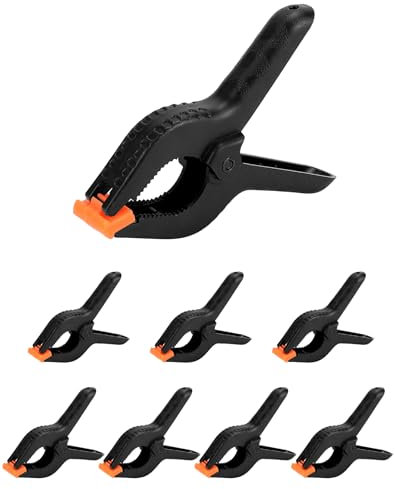 QWORK® 8 Stück Klein Klemmzwingen, 6 Zoll 155mm Nylon Federzwinge für Holzbearbeitung, Abdeckplane, Fotos Studio