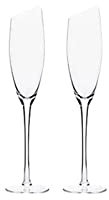 WAOCEO Verres à Champagne inclinés créatifs 180ml en cristal élégant, ensemble de 2 flûtes à Champagne de luxe, pour la maison, gobelets faits à la main