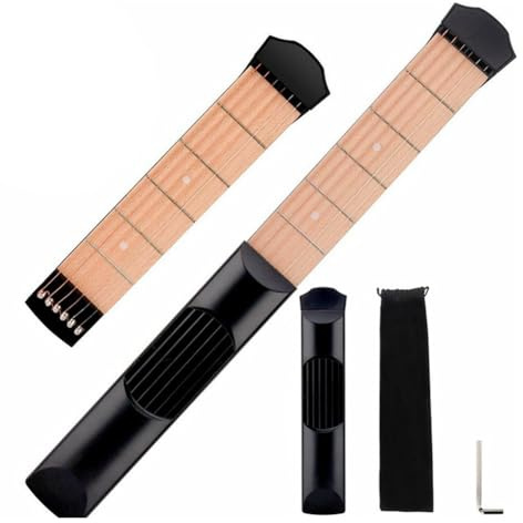 Grendly Pocket-Gitarren-Übungshals, 6 Bünde, Tragbares Gitarrenakkord-Übungsgerät für Anfänger, Langlebig, Einfach zu Bedienen
