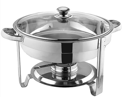 EliteKoopers 1 Set Silver Stainless Steel Food Warmer 4.5L Chafing Dish Set Catering Chafer Pans Buffet For Wedding Parties Banquet Catering Events etc.