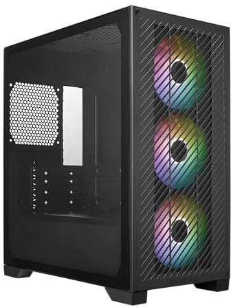 Cooler Master Elite 301 Micro-ATX High Airflow Minimalist PC Case, 365mm GPU Max, Compatibile RTX 5080|RX 7090 XT, 280mm AIO Max, Tipo C, vetro temperato, tripla ventola aRGB PWM da 120 mm, griglia di