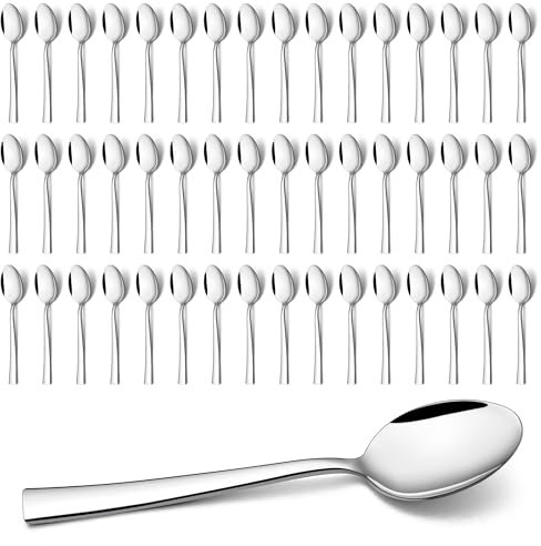 HaWare Teelöffel 48 Stück, Edelstahl Kaffeelöffel Dessertlöffel, Klein Löffel mit Quadratischer Griff für Hause/Restaurant/Hotel/Café, Hochglanzpoliert, Spülmaschinenfest - 13,5cm