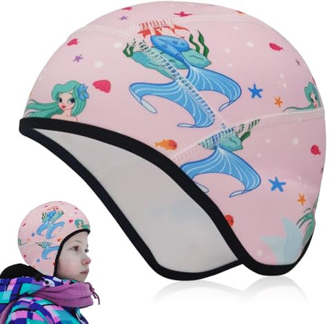 Udbrud Fahrrad Mütze Winter Kinder, Fahrradmütze unter Helm Wintermütze Warm Winddichte Sportmütze Helm Unterziehmütze für Alle Outdoor Wintersport Kinder Mädchen