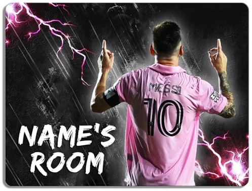 Personalised Messi Bedroom Door Sign Football Legend Room Name Plaque Children's Boys Miami Football Player Kids Birthday Gift NLD47