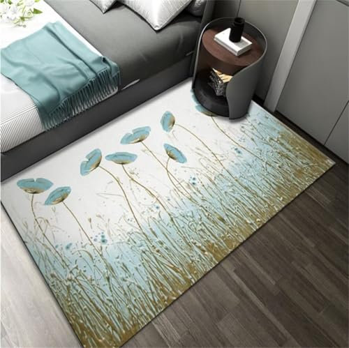 RUGMRZ Teppich Straße Kinder 180x250CM teppiche Wohnzimmer Kinder teppiche blau Frisches und einfaches Pflanzendruckdesign eignet Sich gut für die Pflege von Schlafzimmerteppichen