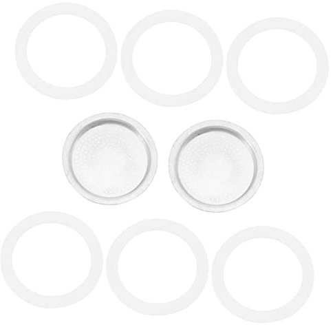 PAMINGONO 8pcs Coffee Pot Accessories Silicone Rings and Fine Mesh for Mocha Coffee Maker Fits Cup Pot