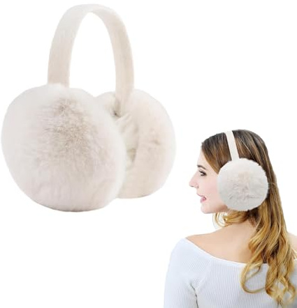 Esshogo Ohrenschützer Winter Damen, Ohrenwärmer Damen, Earmuffs Winter Faltbare Abnehmbar Waschbar, Ohrenwärmer Weiß, Ohrenschützer Kinder Winter Mädchen