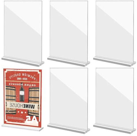 thirei Acryl Tischaufsteller (6PACK), Transparente, A5 Acryl Schilderhalter, Werbeaufsteller für Restaurants, Speisekarten, Dokumente, Büro