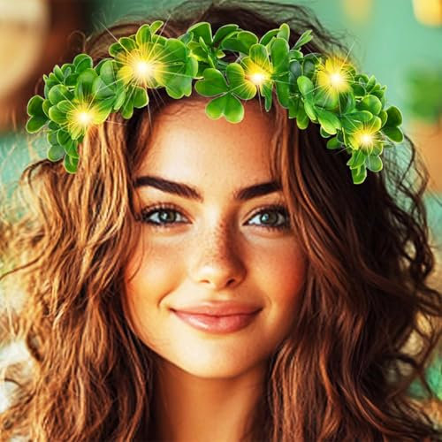 Jovono Couronne de Fleurs Lumineuses Bandeaux de Cheveux de Mariée LED Couronnes de Cheveux Floraux Coiffe de Mariage de Mariée Coiffe pour Femmes (Warm, Free size)