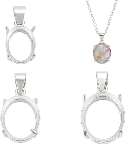 UNICRAFTALE 3 unidades de 3 estilos, colgante de plata de ley 925, portalámparas ovaladas, garras y dientes, para el cabujón, accesorios de fabricación de joyas