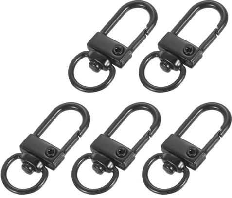 sourcing map Karabinerverschlüsse, 33 mm, kleine drehbare Schlüsselbänder, Karabinerhaken, DIY-Zubehör für Taschen, Schlüsselanhänger, Basteln, Schwarz, 5 Stück
