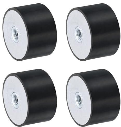 QUARKZMAN 4 Stück 40 x 25mm M8 Gewindebuchsen aus Gummi | Schwingungsisolatoren, Flaches Silentblock-Basisblock, Ersetzt Antivibrationspads