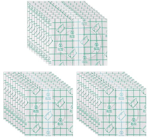 BOXOB 30stk Rizinusöl Bauchnabelpflaster, PU-Film Transparente Rizinusöl Packung mit Bio-Baumwolle Selbstklebend Auslaufsicher für den Bauchnabel (Öl Nicht Enthalten)