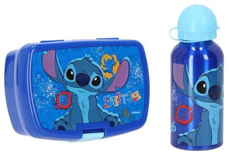 Disney Stitch - Contenitore per il pranzo per bambini, 2 pezzi, ideale per scuola, asilo e gite