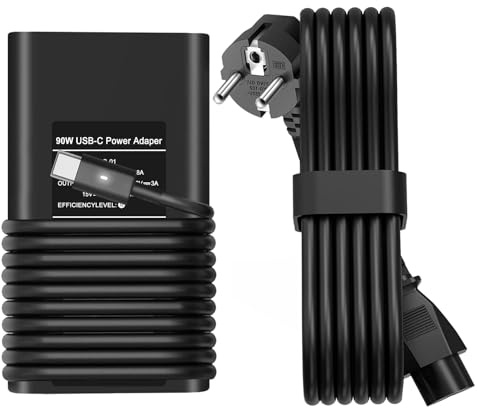FJEZCHN Chargeur USB C 90W Compatible avec Dell Latitude 11 12 13 5300 7430 5420 5330 5320 5400 XPS 13 9390 9370 9380 9350 9360 Compatible avec Chromebook 3100 3380 5190 Ordinateur Portable