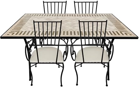 AXI Leonie Table Et Chaise Bistrot, 4 Chaises 1 Table, Ensemble Bistro Extérieur, Mosaique Beige Toscane - Salon De Jardin Bistrot, Table Bistrot pour Jardin/Balcon/Terrasse