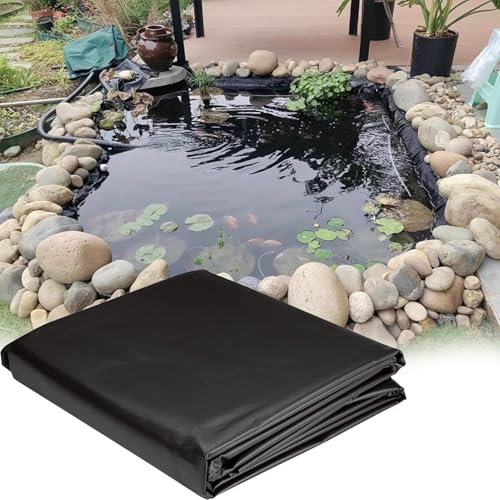 Teichfolie, 0,13 mm/5 mil, Teichfolie für kleine Fische, schwarze, undurchlässige Membran für Teiche, Bäche, Springbrunnen, Wasserfälle, Landschaftsbau, Wasserspiele, Gartenpools, Unterlage(2x6m)