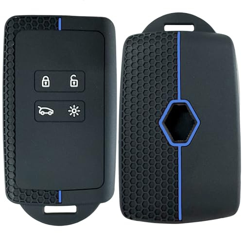 Autoschlüssel Hülle Kompatibel mit Renault Clio, Megane, Koleos, Twingo, Kadjar, Kangoo, Talisman, Captur, Espace, Dacia Duster Schlüsselhülle, TPU 4 Tasten, Silikon Renault Clio Autoschlüssel Hülle