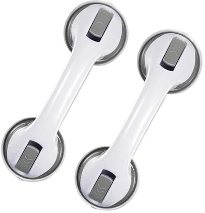 Haltegriffe für Senioren 2 Stück,Haltegriff Dusche ohne Bohren,Haltegriff Dusche mit Starkem Halt Saugnapfgriff, Badezimmer Haltegriff,Aufstehhilfe Sauggriff, für Behinderte Ältere Menschen,Grau