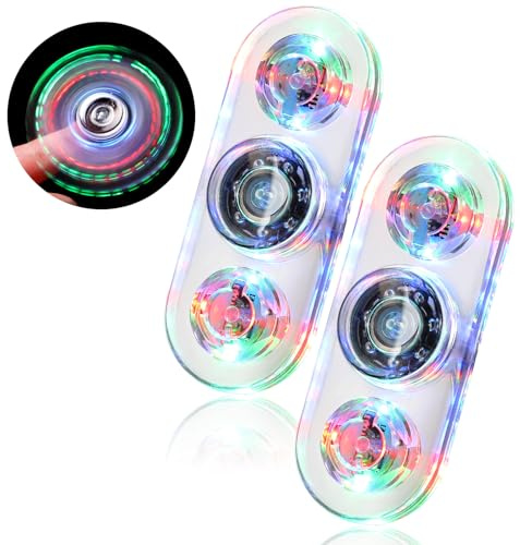SCIONE 2-pack LED Fidget Spinner för Barn och Vuxna, Ljusupplysta Sensoriska Leksaker för Ångestlindring, Glow in The Dark Partyfyllningar, Födelsedagspresenter för Pojkar och Flickor (2 st. Vita)