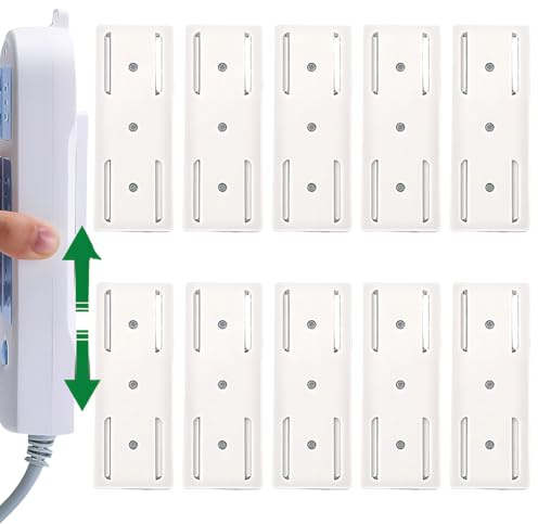 GXGM 10 Piezas Auto Adhesivo Fijador Power Strip Soporte para Regleta De Enchufes Montado En la Pared Sin Orificios Se Puede Utilizar En Enchufe De Pared Fijo