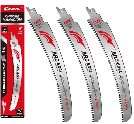 EZARC Lames de scie sabre avec dents japonaises, 3 pièces, lames courbées de 225 mm pour bois, 6 TPI, idéales pour la taille des arbres et la découpe du bois