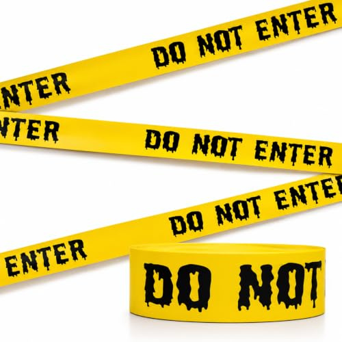 CARGEN Halloween DO NOT ENTER signalband 25 m icke-självhäftande dörrdekorationer, varning för fara inomhus och utomhus dekorationstillbehör