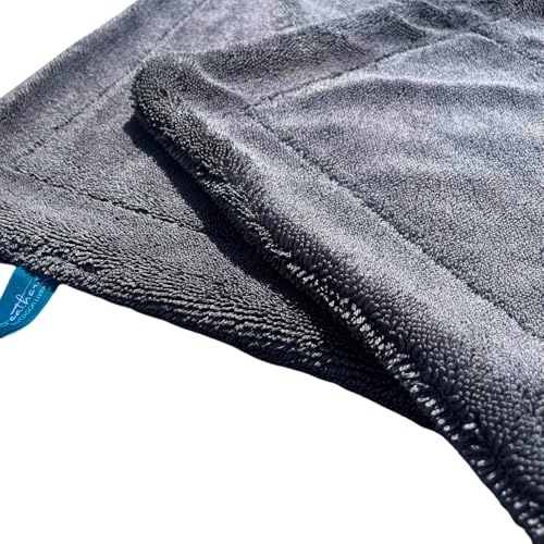Premium Car Detailing Cloth & Hot Tub Cleaning Towel – 60x40cm, 2000GSM Twisted Loop, Heavy-Duty Absorbent Valet Cloth for Cars & Spas – Grey Microfibre (Large)
