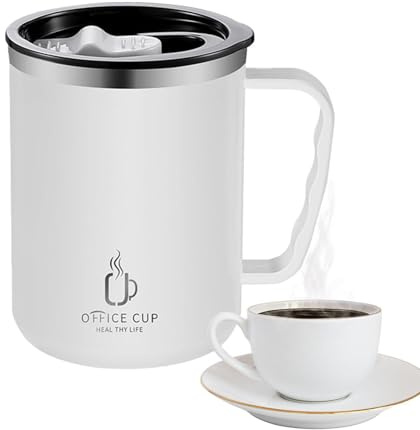 Kaffeebecher Thermo Mit Henkel, 500ml Thermobecher Reisebecher, Tragbar Edelstahl Mug Mit Deckel, Vakuumisoliert, Für Tee, Heißen, Kalte Getränke, Eisgetränke