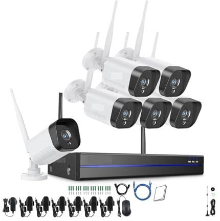 JOXLOVER di videosorveglianza con NVR da 5 MP Telecamere IP da 3 MP Registrazione di telecamere di Sicurezza Kit di telecamere CCTV di rilevamento AI per Esterni(2T,6PCS Cameras)