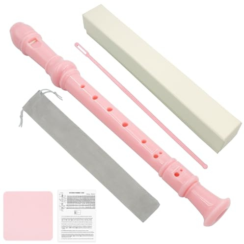 Soprano Recorder Instrument for Beginners, 8-hole German C-key Treble Recorder, with Storage Box,Cotton Bag, Fingering Chart, Cleaning Cloth
