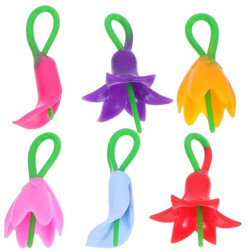 BIUDECO 6pezzi Ciondoli in Vetro Forma di Fiore per Bicchieri da Vino Marcatore di Vetro Decorazione Ciondolo per Bicchiere da Vino Segnaposto Colore Casuale