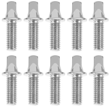 VANZACK 10 Tornillos de Montaje M6 para Tambores, Accesorios de Percusión de Hierro Niquelado, Repuesto para Bateristas Principiantes y Profesionales