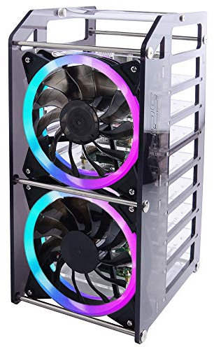 GeeekPi Cluster Case, Stackable Rack Case with 120mm Big Fan LED 5V RGB Fan for Raspberry Pi 4B/3B+/3B/2B/B+ and Jetson Nano (8-Layers)