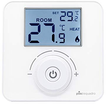 Plikc Quadro - Termostato ambiente digitale da parete a batterie Plikc PLK267690, Bianco