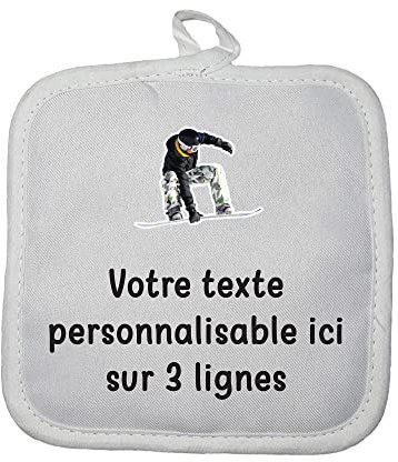 Manique Gant de Cuisine Pictogramme Snowboard avec Texte Personnalisable