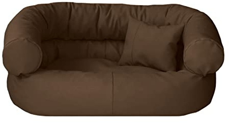 Juelle Hundebett aus Kunstleder Kissen für Mittlere Hunde Ausziehbarer Bezug, Kuscheliges Hundesofa, Hundebett Fergus (M - 80x65x30 cm, Hellbraun)