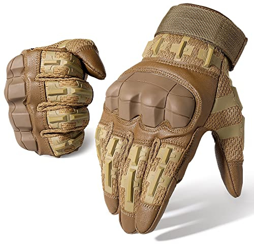 WTACTFUL Touch Screen Motorcycle Tactical Gloves for Men Airsoft Paintball Gear MTB Bike Cycling Cross-Country Motorbike ATV Hunting Hiking Riding Driving Work Outdoor Full Finger Gloves XL Brown