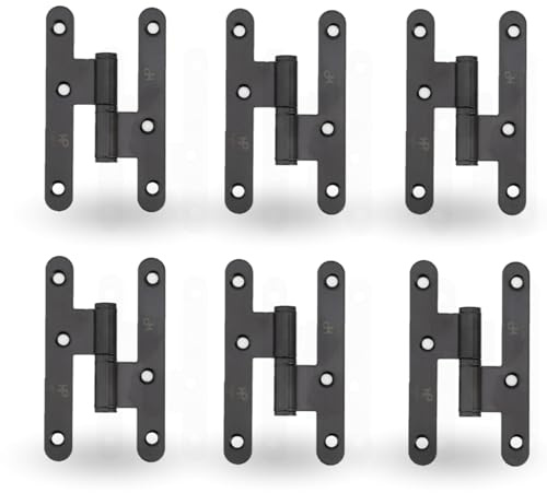 AZERODESIGN Pernio Bisagra Puertas de Madera Interior, Material Acero son Remates pack de 6 unidades medidas de 100 x 57mm con cantos redondos Acabado en Color Negro epoxi (DERECHA)