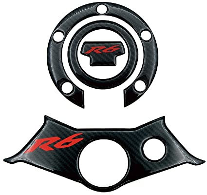 Motorrad Aufkleber Für Yamaha YZF R6 YZFR6 YZF600 2003-2005 Aufkleber Tank Pad Öl Tankdeckel Abdeckung Triple Clamp Schutz Tankpad Motorrad (Color : 1)
