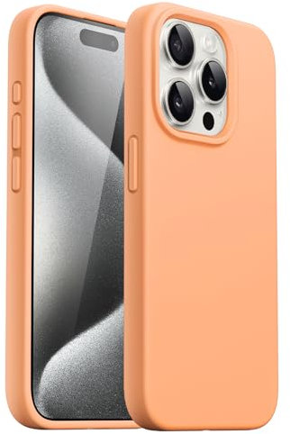 JETech Silikon Hülle für iPhone 15 Pro 6,1 Zoll, Ganzkörper Handyhülle mit Seidig-Weicher Berühren, Stoßfest Schutzhülle (Sorbet Orange)