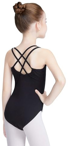 Daydance Sleeveless Black Dance Leotards for Girls, Double Breast Basic Ballet Outfit for Training, Performance, Recitals,