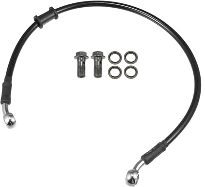 Motoforti Bremsschlauch Für Motorrad 1Stück Hydraulikleitung Metall | Silberfarben, Kunststoff, Metall, Gummi, 50cm, M10x1,25, 28°, Für Dirtbike Motocross, 2 Schrauben, 4 Unterlegscheiben