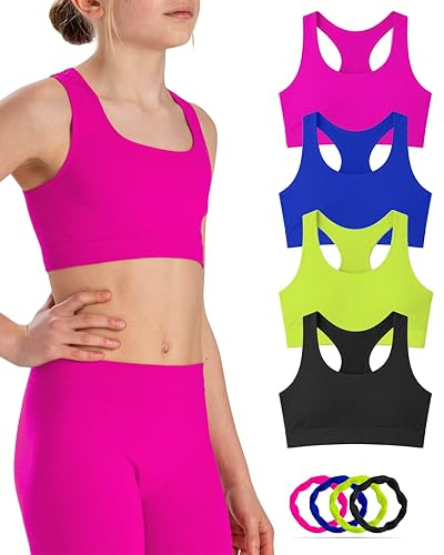 Risalti Top Bambina Olimpionico Microfibra 3 pz - Top Ragazza Senza Cuciture ed Etichette, Top Sportivo Bambina, Reggiseno Ragazza Sportivo, Seamless, Bracciali in Omaggio - Made in Italy